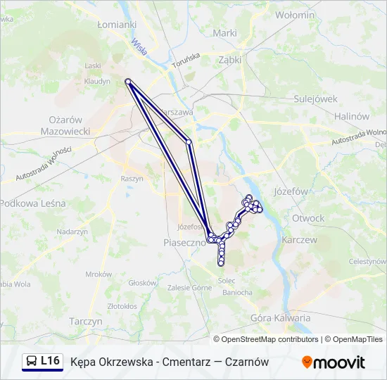 Автобус L16: карта маршрута