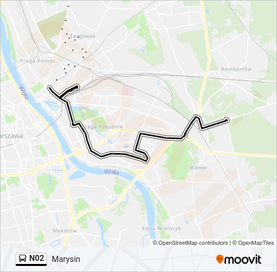 N02 bus Line Map