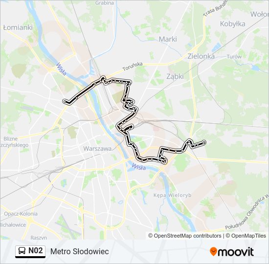 N02 bus Line Map