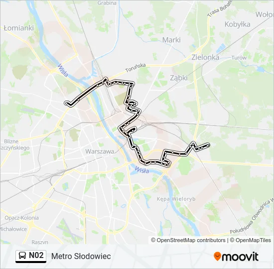 N02 Bus Line Map