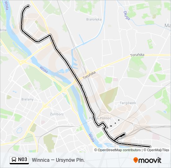 N03 bus Line Map