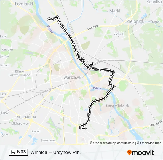 N03 Bus Line Map
