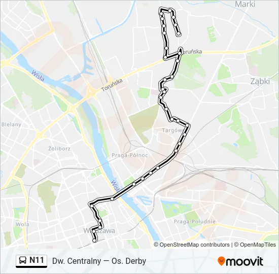 N11 Bus Line Map