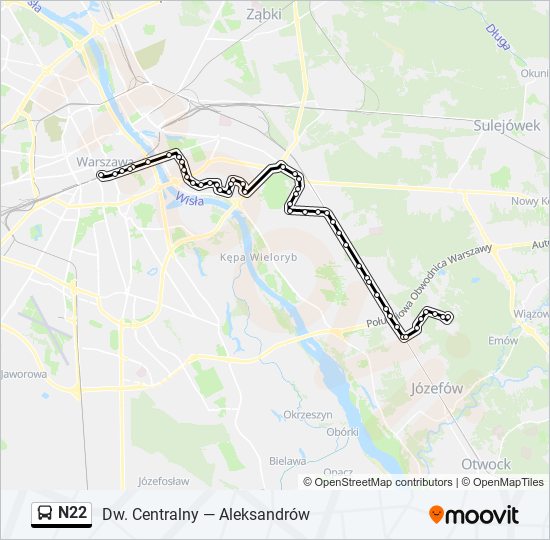 N22 bus Line Map