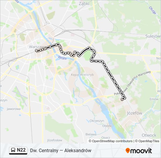 N22 bus Line Map