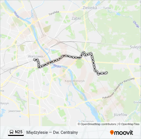 Автобус N25: карта маршрута