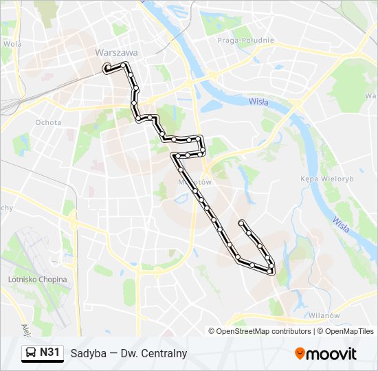 N31 bus Line Map