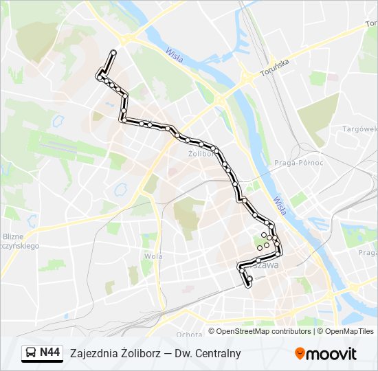 N44 Bus Line Map