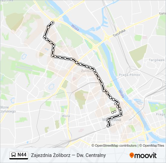 N44 bus Line Map