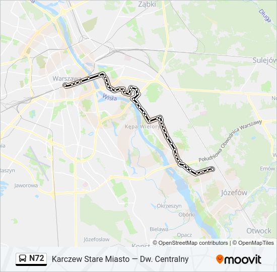 N72 bus Line Map