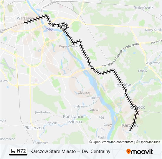 N72 bus Line Map