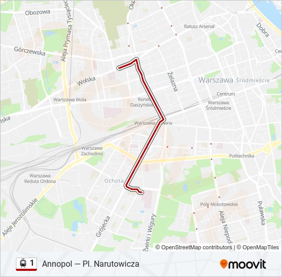 1 light rail Line Map