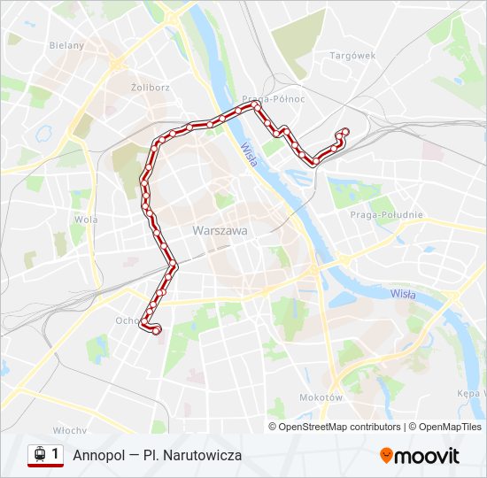 1 light rail Line Map