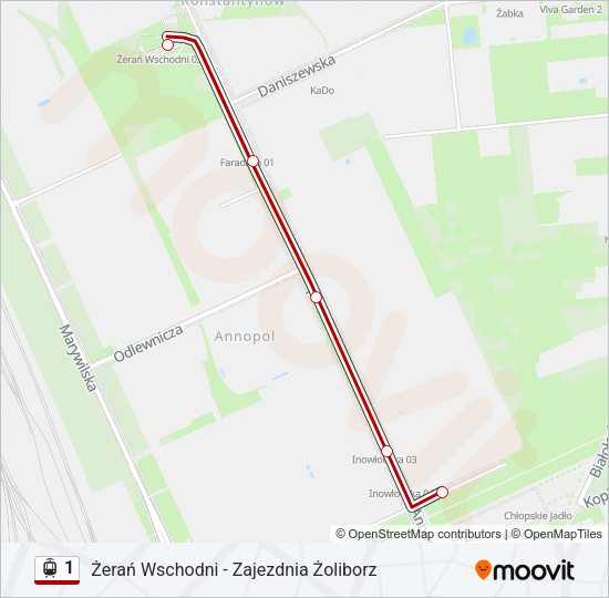 1 light rail Line Map