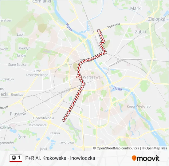 Трамвай 1: карта маршрута