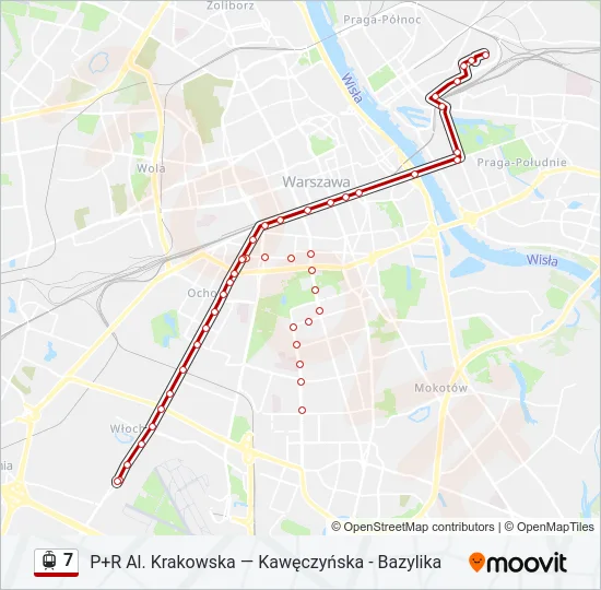Трамвай 7: карта маршрута