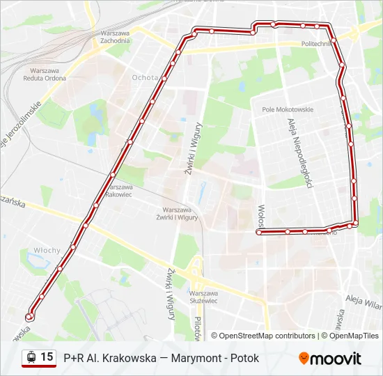 Трамвай 15: карта маршрута