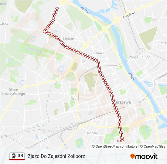 Трамвай 33: карта маршрута