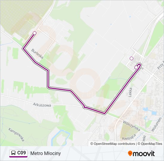 Mapa linii autobus C09