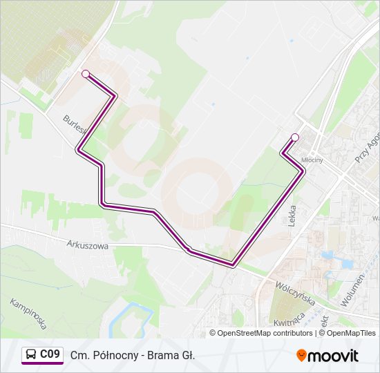 Mapa linii autobus C09