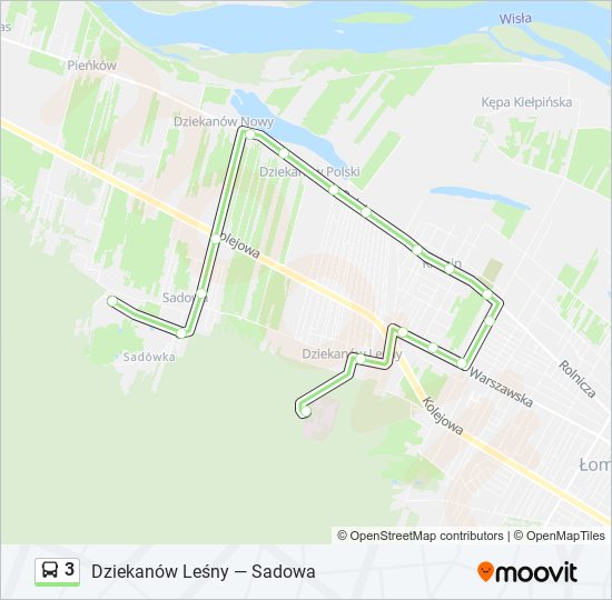 Mapa linii autobus 3