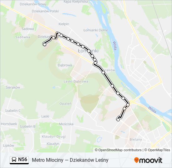 N56 bus Line Map