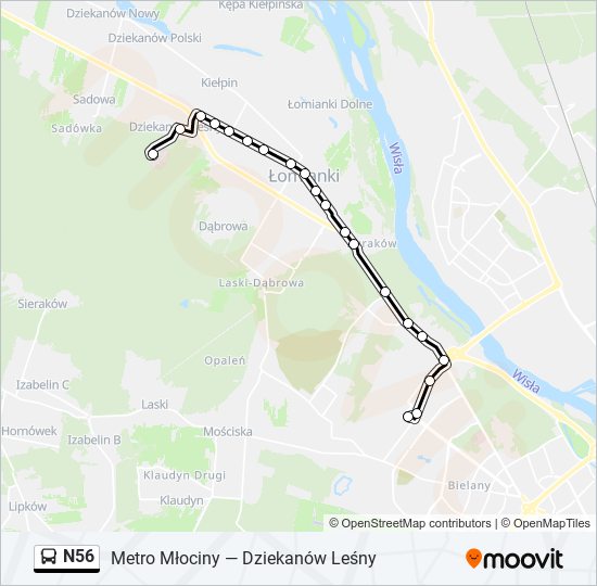 N56 bus Line Map