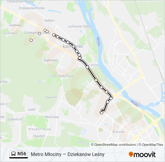 N56 bus Line Map