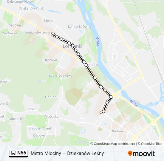 N56 bus Line Map