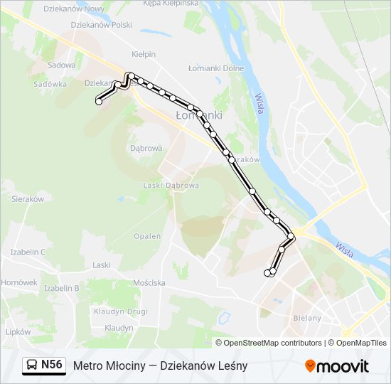 N56 Bus Line Map