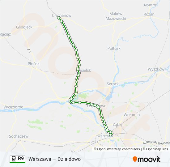 Поезд R9: карта маршрута