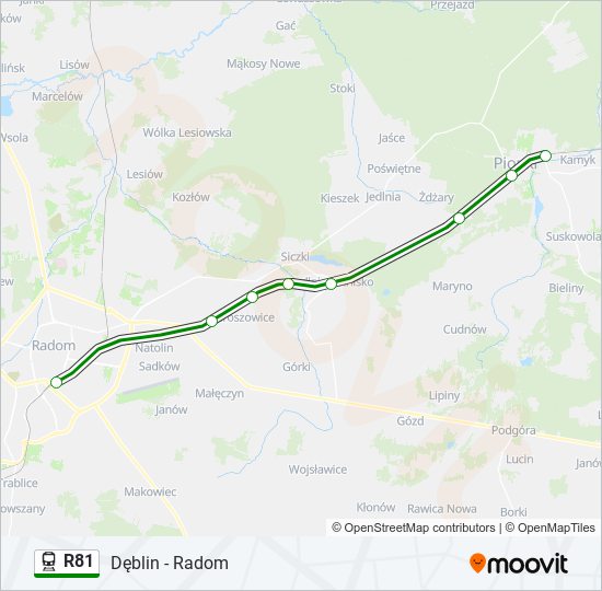 Mapa linii kolej R81