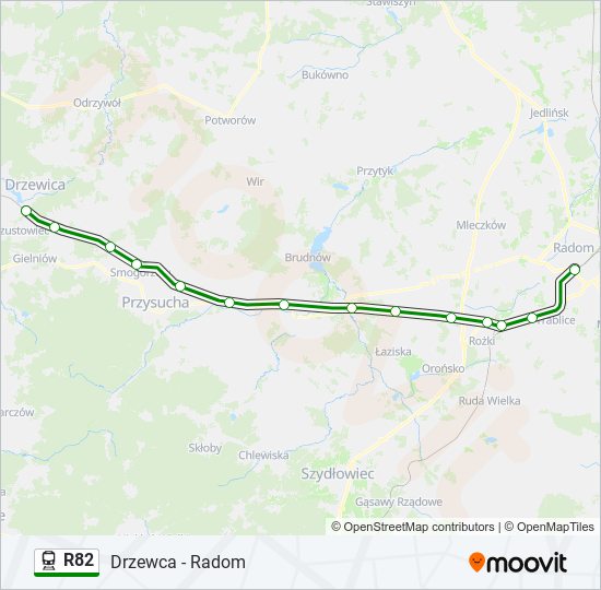 Mapa linii kolej R82