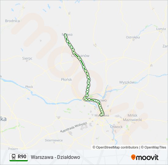 R90 train Line Map