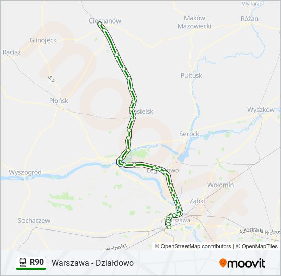 Поезд R90: карта маршрута