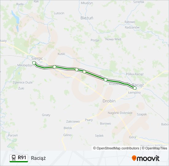 R91 train Line Map