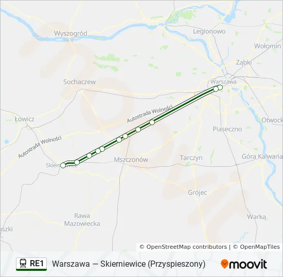 Поезд RE1: карта маршрута