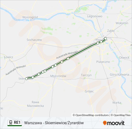 RE1 train Line Map