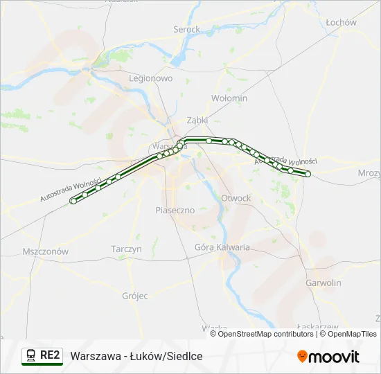 Поезд RE2: карта маршрута