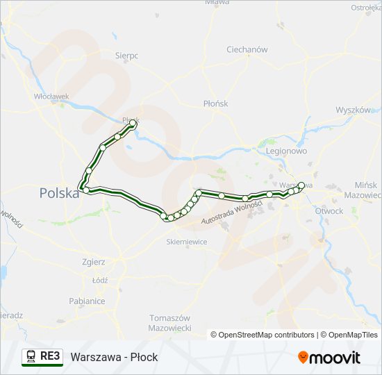 RE3 train Line Map