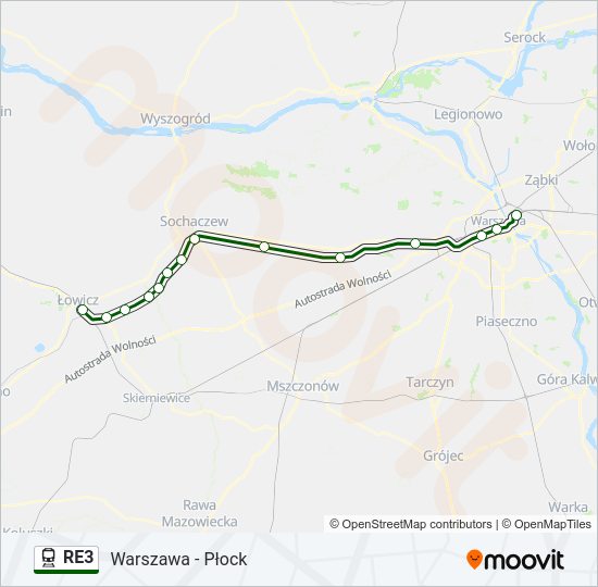 RE3 train Line Map