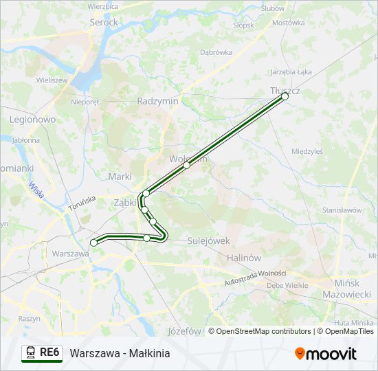Поезд RE6: карта маршрута