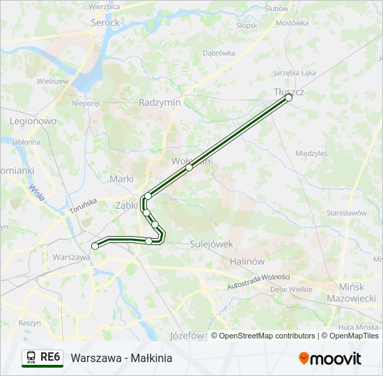 Поезд RE6: карта маршрута
