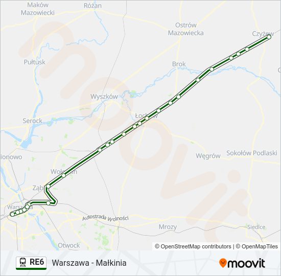 RE6 train Line Map