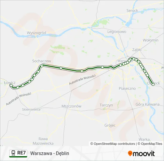 Поезд RE7: карта маршрута