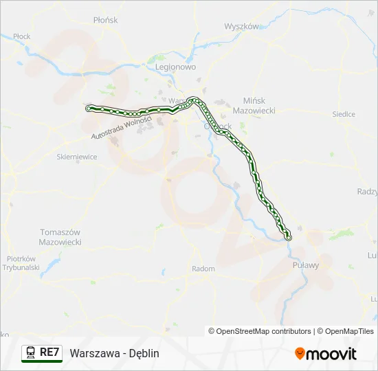 Поезд RE7: карта маршрута