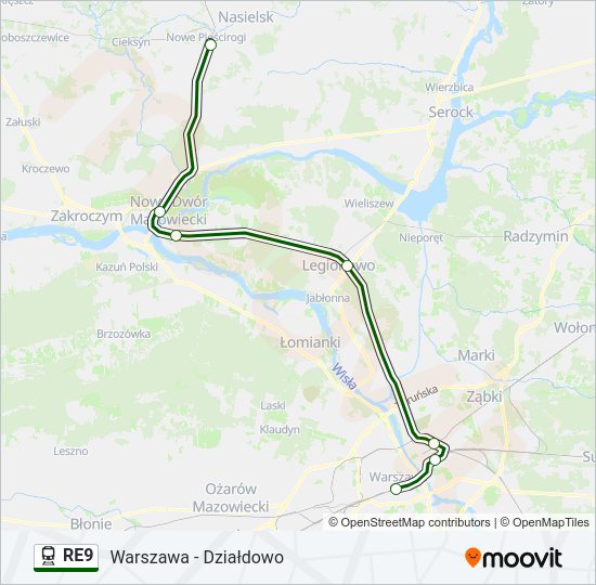 Поезд RE9: карта маршрута