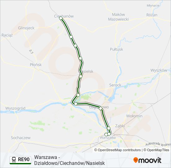 Поезд RE90: карта маршрута