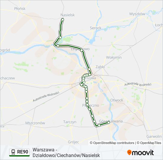 Поезд RE90: карта маршрута