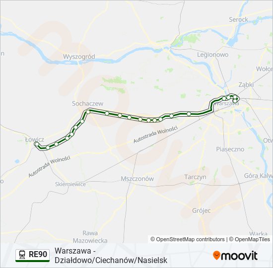 RE90 train Line Map